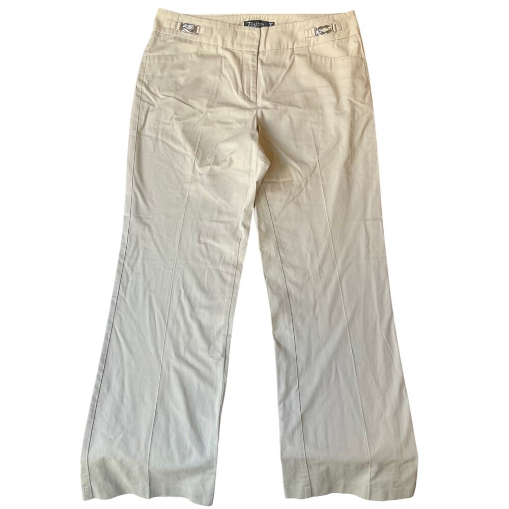 7th Ave. New York Women Khaki Pants size 8 Formal Wide Leg Light Beige